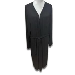 BP Lounge Robe Adjustable Self-Tie Belt Long Sleeves Ribbed Fabric Black L NWT